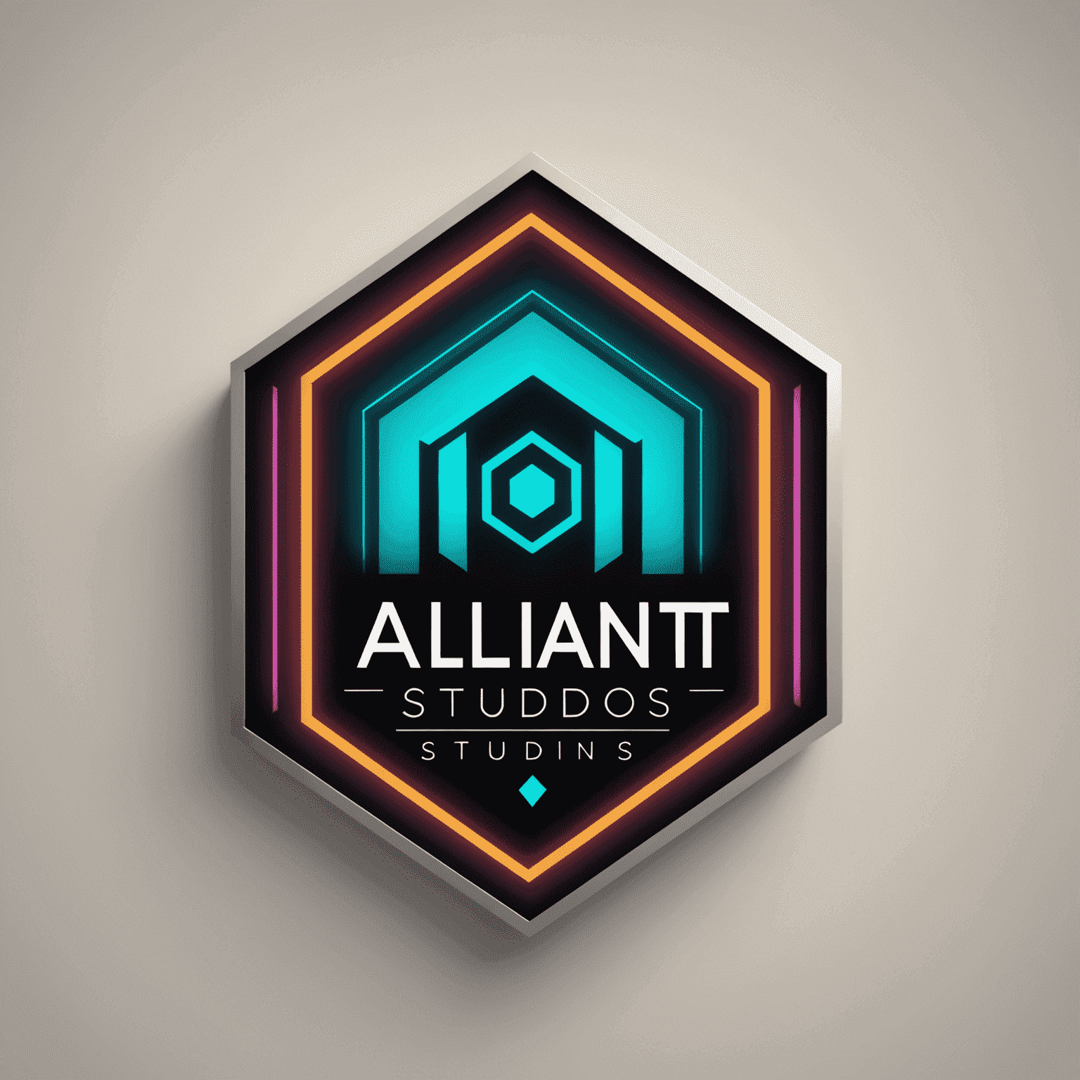 Alliant Studios Design Logo - Modern and sleek design with geometric shapes and neon accents