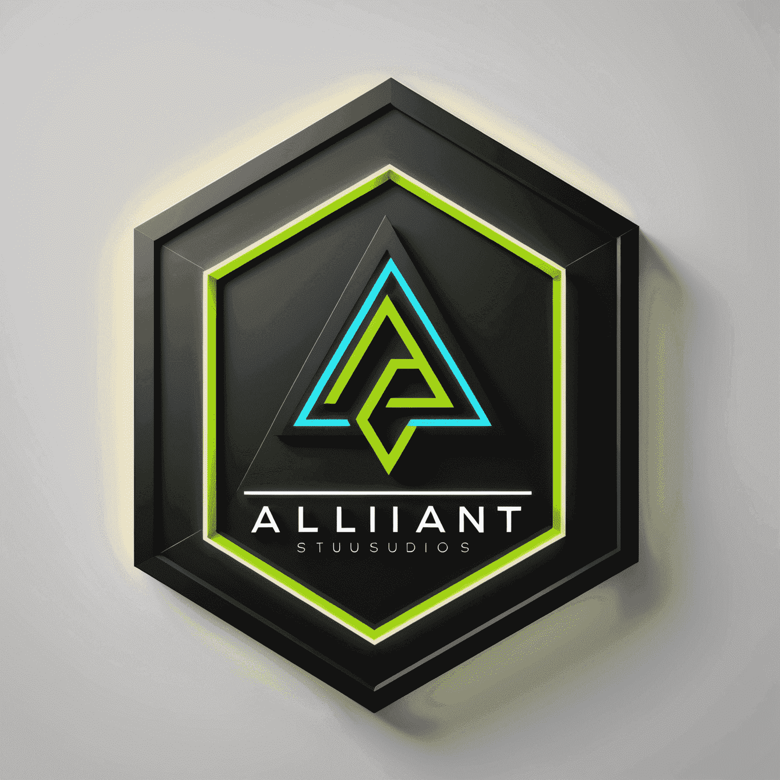 Alliant Studios Design Logo - Modern and sleek design with geometric shapes and neon accents