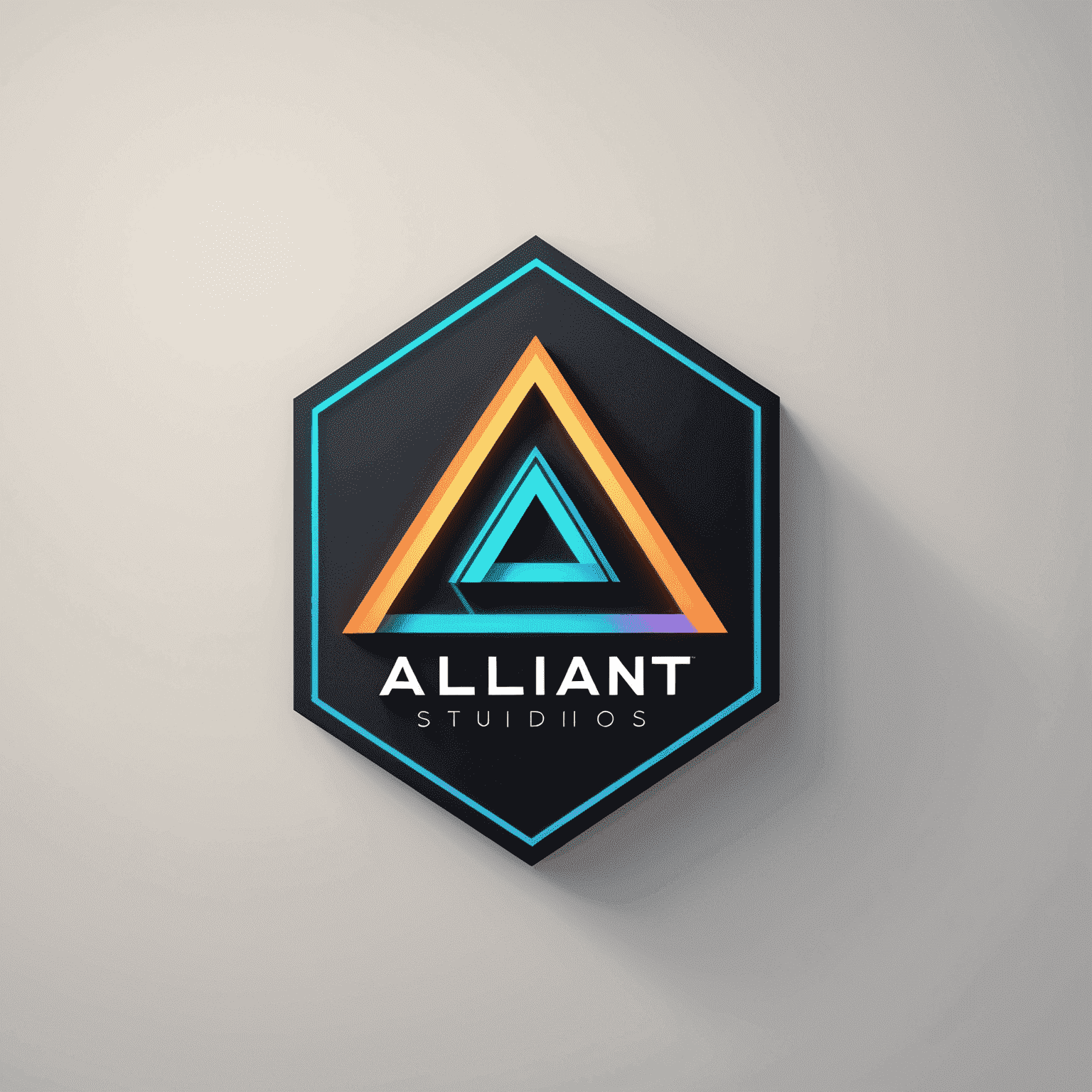 Alliant Studios Design Logo - Modern and sleek design with geometric shapes and neon accents