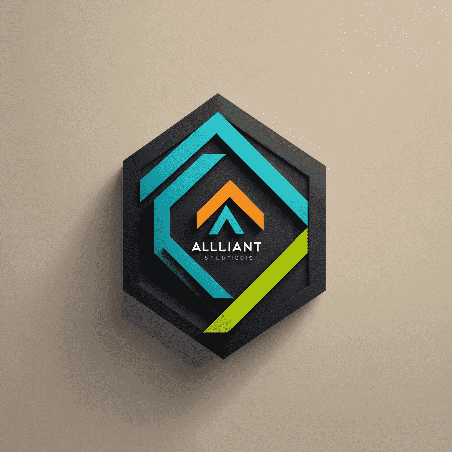 Alliant Studios Design Logo - Modern and sleek design with geometric shapes and neon accents