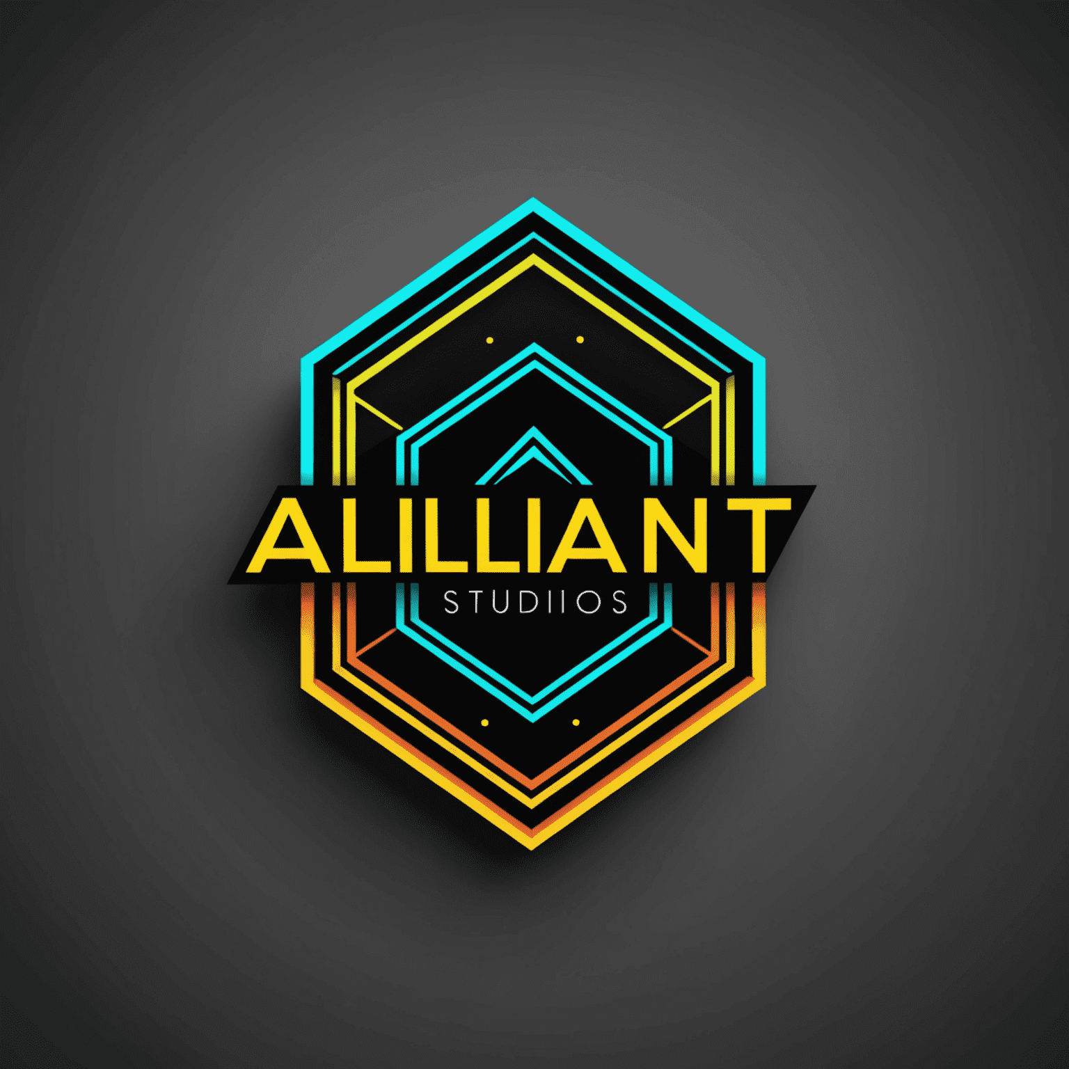 Alliant Studios Design Logo - Modern and sleek design with geometric shapes and neon accents