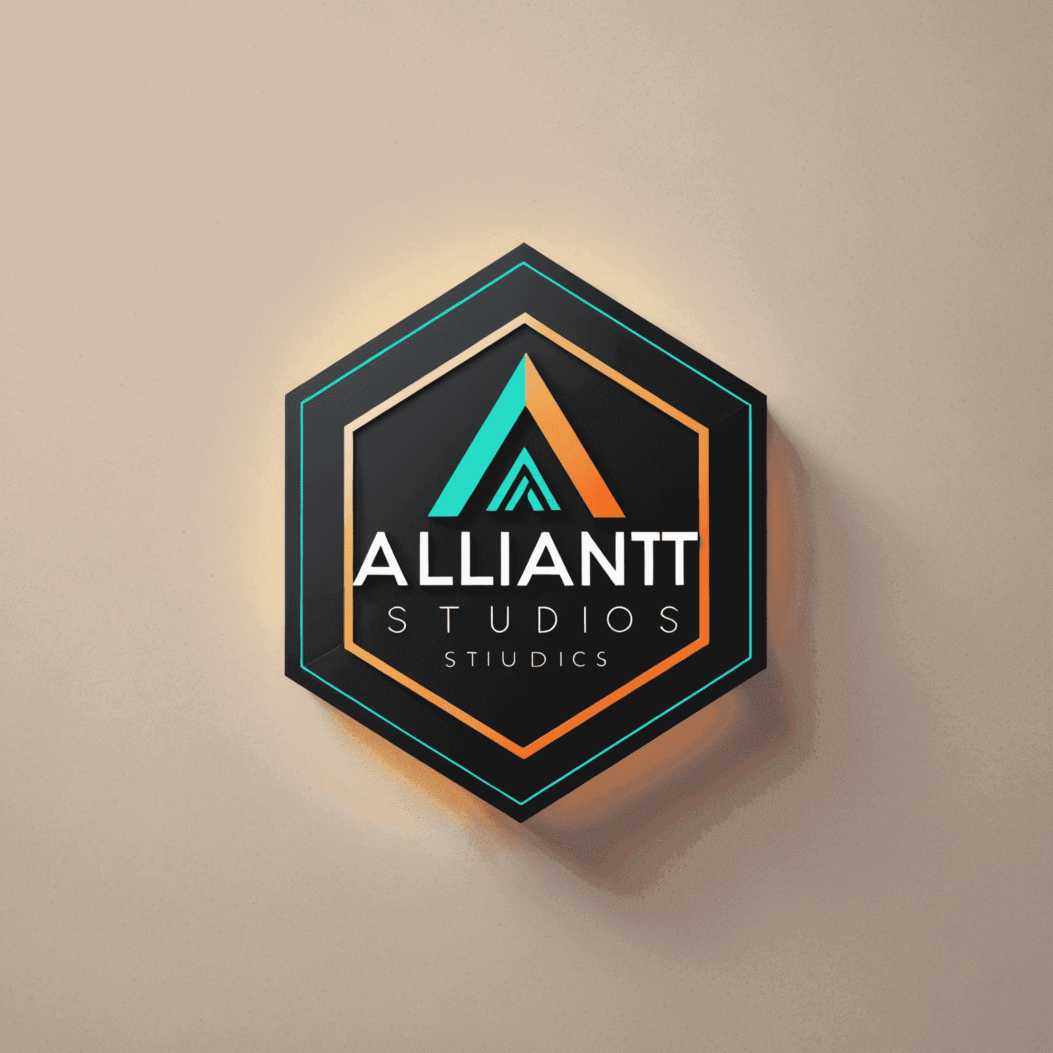 Alliant Studios Design Logo - Modern and sleek design with geometric shapes and neon accents