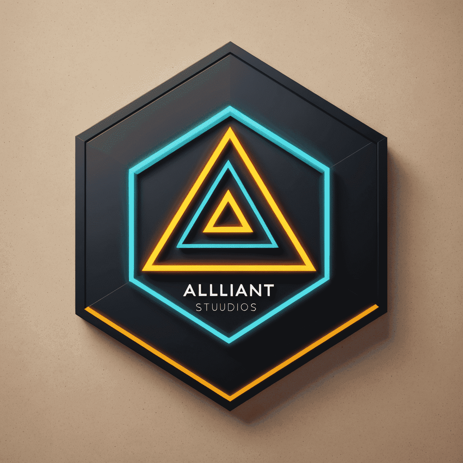 Alliant Studios Design Logo - Modern and sleek design with geometric shapes and neon accents