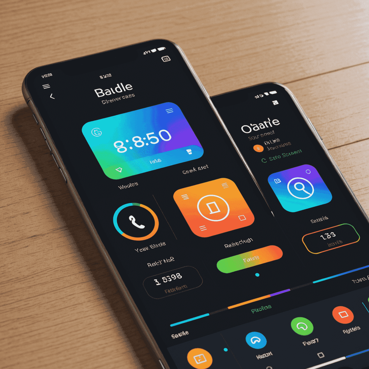 A sleek and modern user interface design with neon accents, showcasing a mobile app home screen with intuitive navigation and vibrant call-to-action buttons