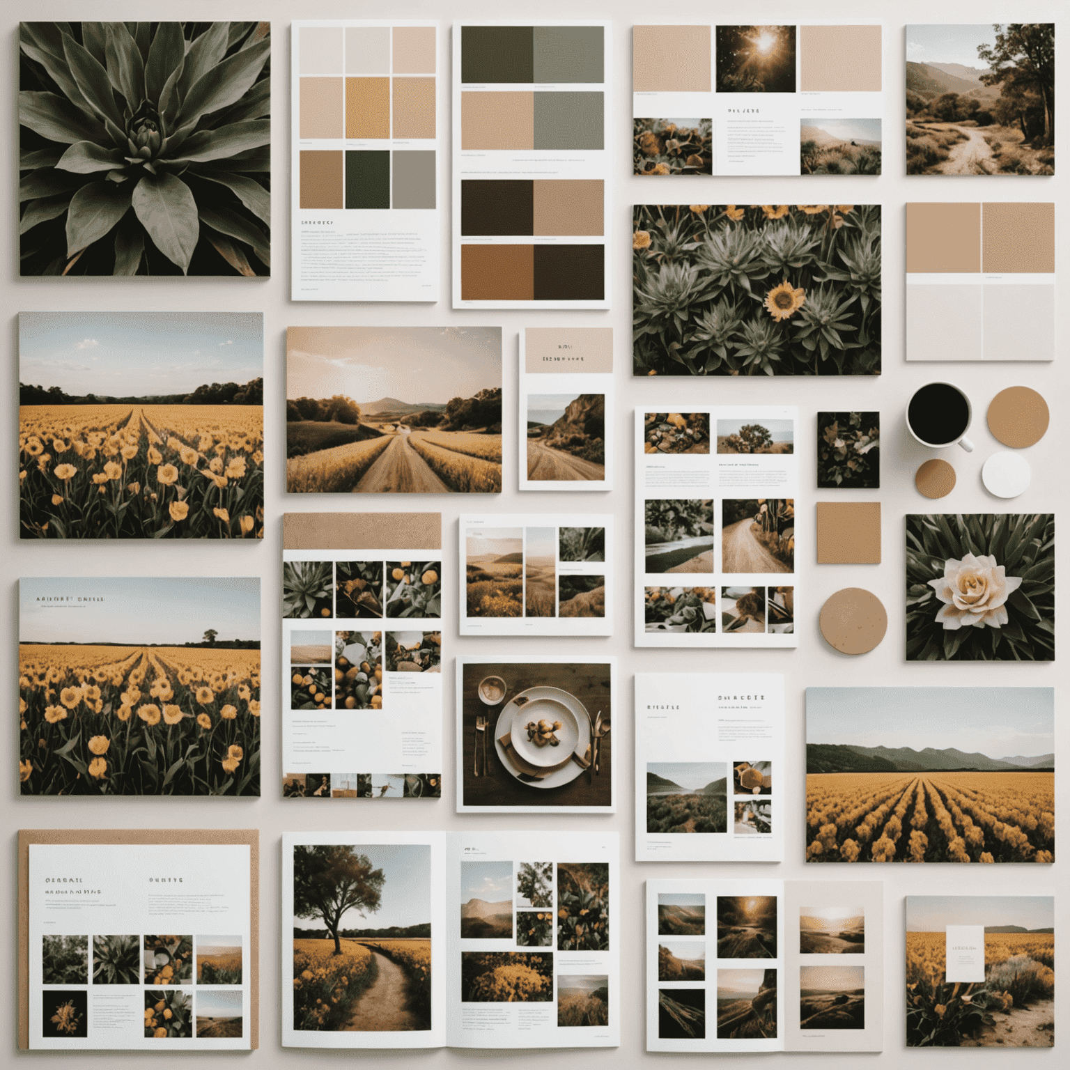 Brand strategy concept with mood boards, color palettes, and a cohesive brand identity presentation